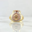 Anillo Bolsa de Dólar 8.75gr / T10 / Circones Blancos Dos Oros Amarillo Rosa 18K ©