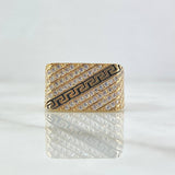 Anillo Bordado Tribal 8.1gr / T10 3/4 / Circones Blancos Oro Amarillo 18K ©