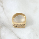 Anillo Bordado Tribal 8.1gr / T10 3/4 / Circones Blancos Oro Amarillo 18K ©
