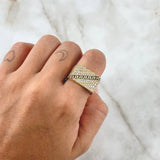 Anillo Bordado Tribal 8.1gr / T10 3/4 / Circones Blancos Oro Amarillo 18K ©