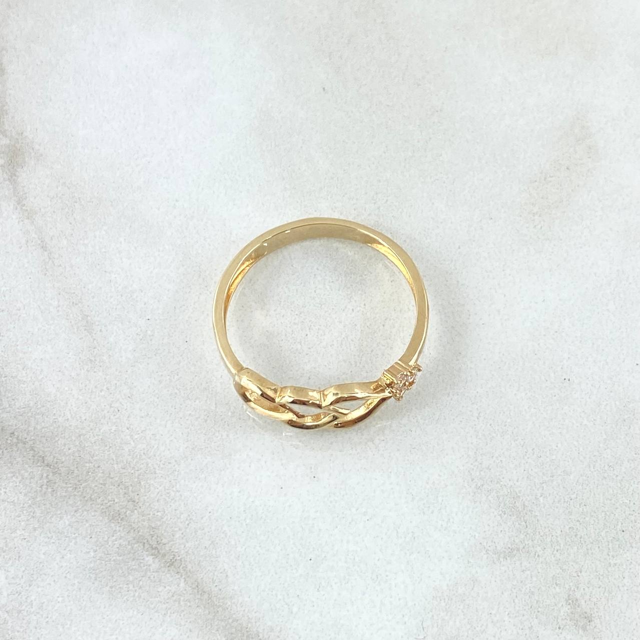 Anillo Triple Corazón Silueta 1.9gr / T7 1/2 / Circones Blancos Oro Amarillo 18K ©