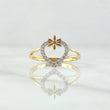 Anillo Corazón Tiara en Flor 2.1gr / T7 3/4 / Circones Blancos Oro Amarillo 18K ©