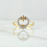 Anillo Corazón Tiara en Flor 2.1gr / T7 3/4 / Circones Blancos Oro Amarillo 18K ©