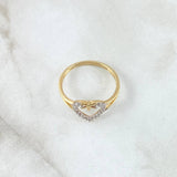Anillo Corazón Tiara en Flor 2.1gr / T7 3/4 / Circones Blancos Oro Amarillo 18K ©