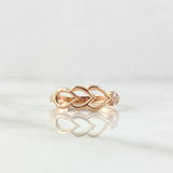 Anillo Triple Corazón Silueta 1.6gr / T5 3/4 / Circones Blancos Oro Rosa 18K ©