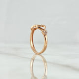 Anillo Triple Corazón Silueta 1.6gr / T5 3/4 / Circones Blancos Oro Rosa 18K ©