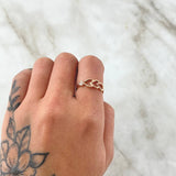 Anillo Triple Corazón Silueta 1.6gr / T5 3/4 / Circones Blancos Oro Rosa 18K ©