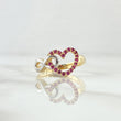 Anillo Corazón Infinito Entrelazados 2.5gr / T6 1/2 / Silueta Circones Fucsia Oro Amarillo 18K ©