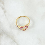 Anillo Corazón Infinito Entrelazados 2.5gr / T6 1/2 / Silueta Circones Fucsia Oro Amarillo 18K ©
