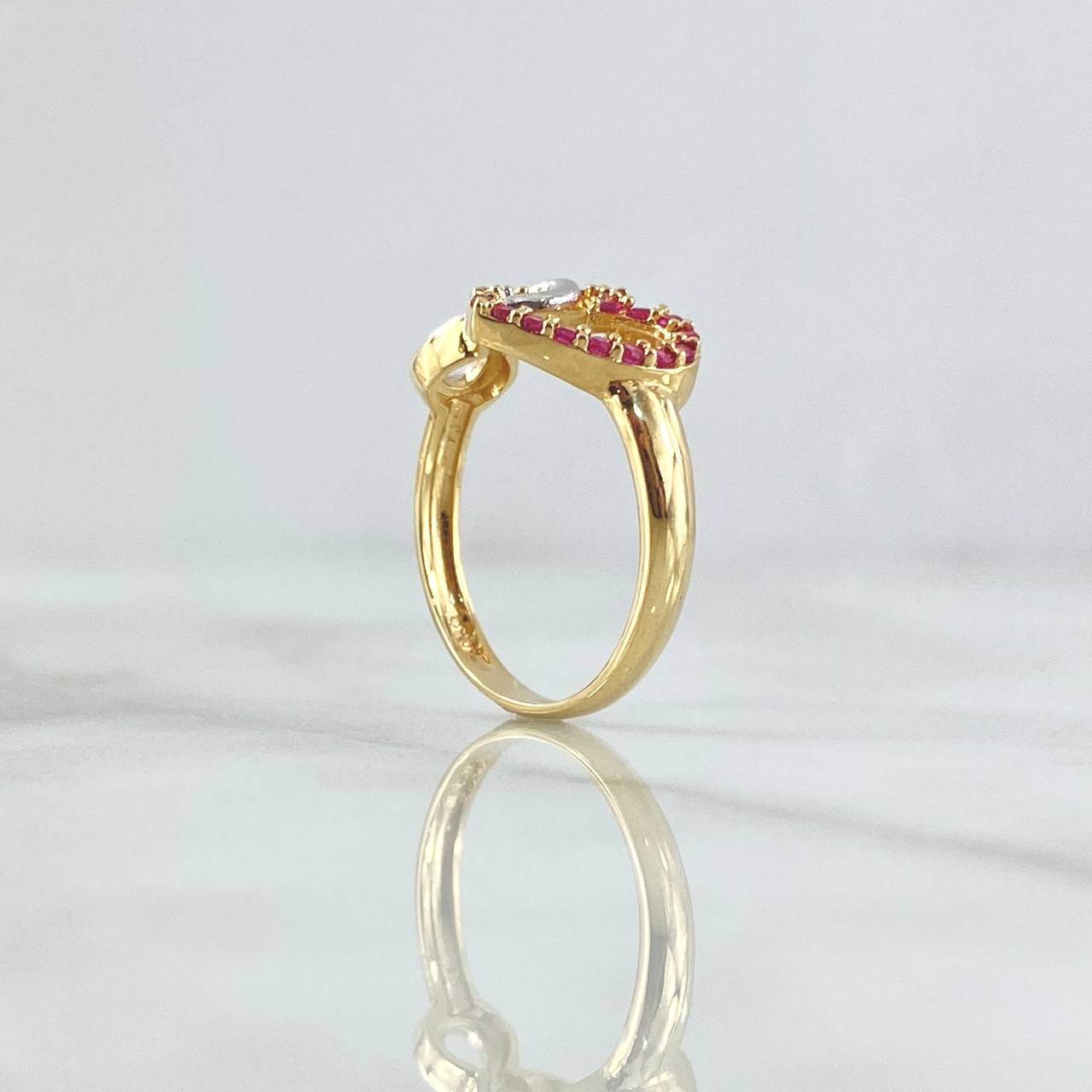 Anillo Corazón Infinito Entrelazados 2.5gr / T6 1/2 / Silueta Circones Fucsia Oro Amarillo 18K ©