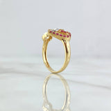 Anillo Corazón Infinito Entrelazados 2.5gr / T6 1/2 / Silueta Circones Fucsia Oro Amarillo 18K ©