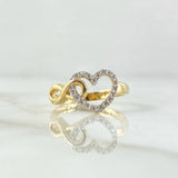 Anillo Corazón Infinito Entrelazados 2.65gr / T7 1/2 / Silueta Circones Blancos Oro Amarillo 18K ©