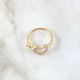 Anillo Corazón Infinito Entrelazados 2.65gr / T7 1/2 / Silueta Circones Blancos Oro Amarillo 18K ©