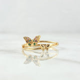 Anillo Mariposas Diapausas 1.9gr / T6 1/4 / Circones Multicolor Oro Amarillo 18K