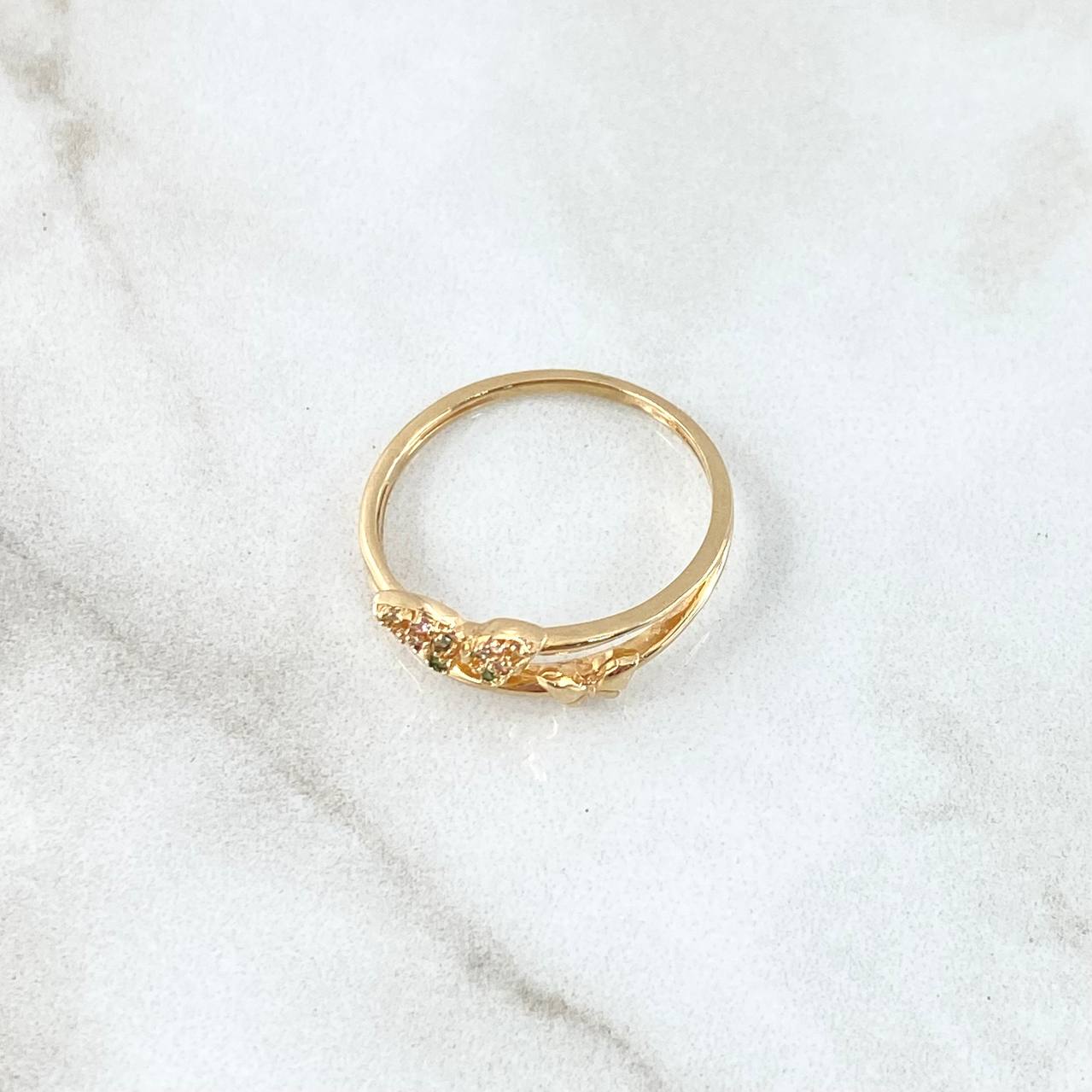 Anillo Mariposas Diapausas 1.9gr / T6 1/4 / Circones Multicolor Oro Amarillo 18K