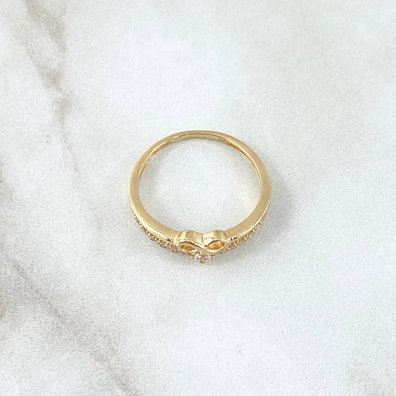 Anillo Infinito Coquett 2.25gr / T6 3/4 / Circones Blancos Oro Amarillo 18K ©