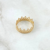 Anillo Corona Corazón Invertido 2.5gr / T7 1/4 / Circones Blancos Oro Amarillo 18K ©