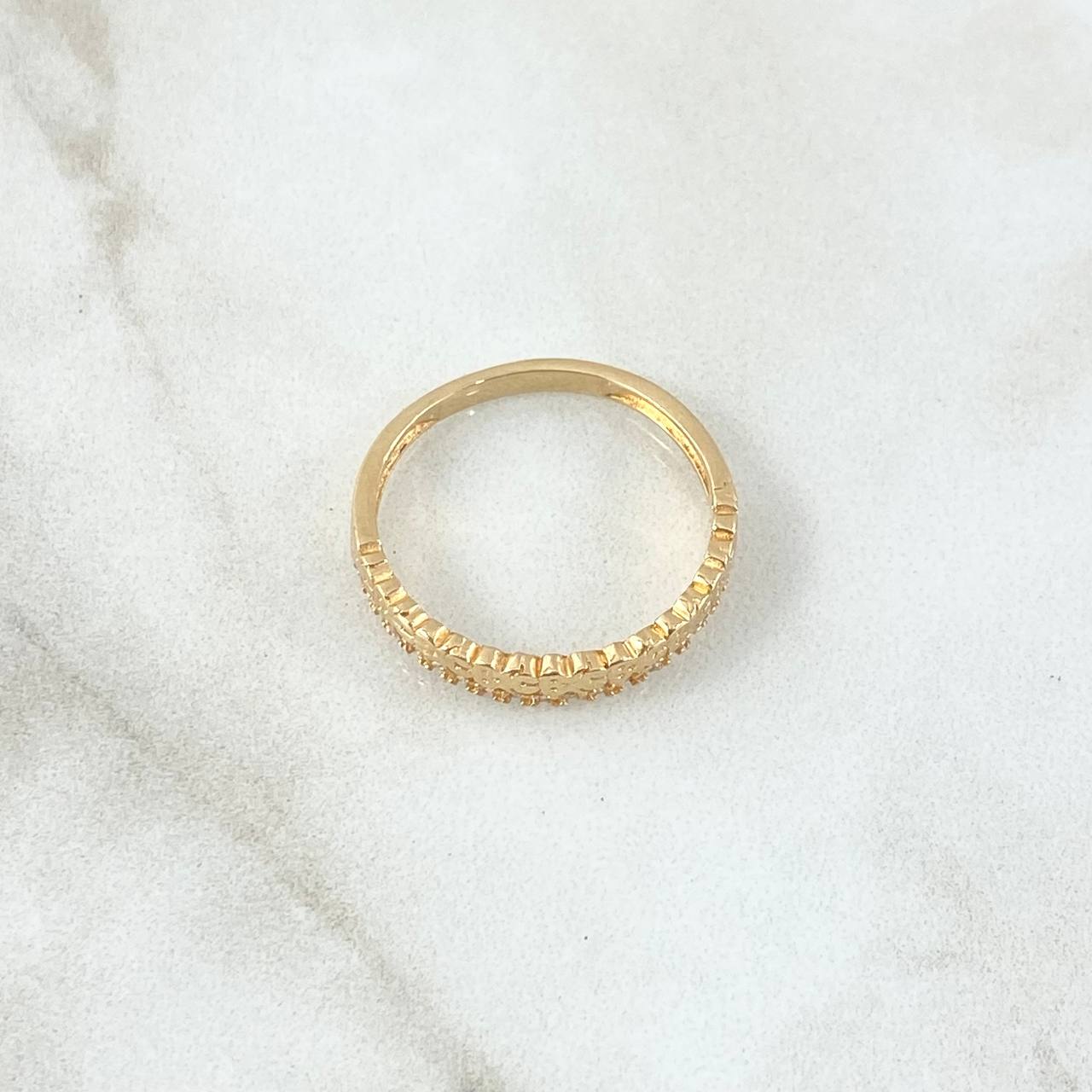 Anillo Oso TS Hilera 2.5gr / T7 3/4 / Circones Blancos Oro Amarillo 18K ©