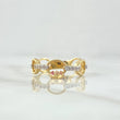 Anillo Aros Entrelazados Corazón Colgante 3gr / T6 3/4 / Circones Blancos Fucsias  Oro Amarillo 18K ©