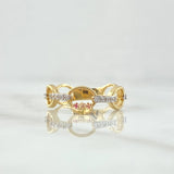 Anillo Aros Entrelazados Corazón Colgante 3gr / T6 3/4 / Circones Blancos Fucsias  Oro Amarillo 18K ©