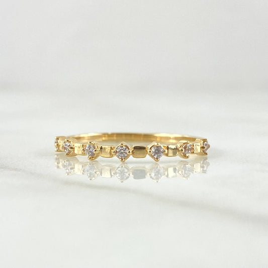 Anillo Siete Alamas Cubicas 1.4gr / T6 3/4 / Circones Blancos Oro Amarillo 18K
