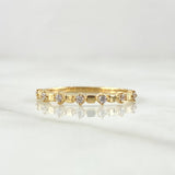 Anillo Siete Alamas Cubicas 1.4gr / T6 1/4 / Circones Blancos Oro Amarillo 18K