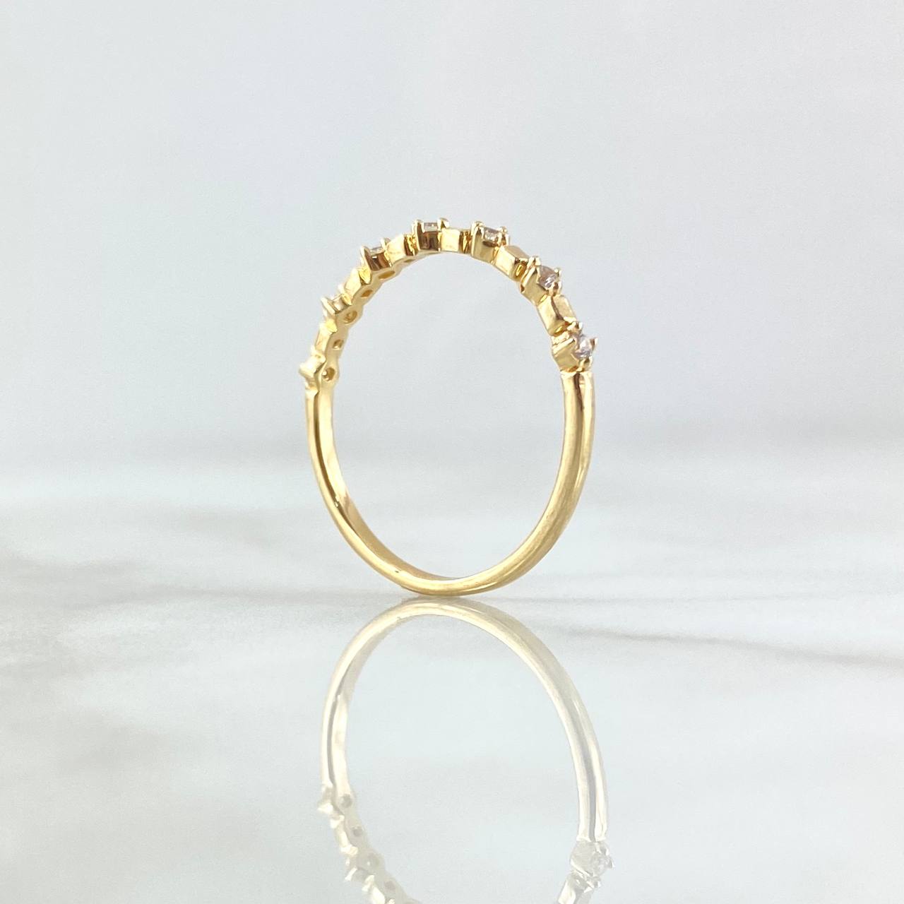 Anillo Siete Alamas Cubicas 1.5gr / T8 / Circones Blancos Oro Amarillo 18K *