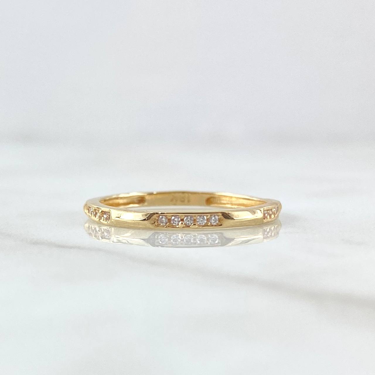 Anillo Carril de Orion 1.3gr / T6 1/4 / Circones Blancos Oro Amarillo 18K ©