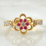 Anillo Flor Entrelazada 3.05gr / T6 1/2 / Dos Oros Amarillo Blanco 18K