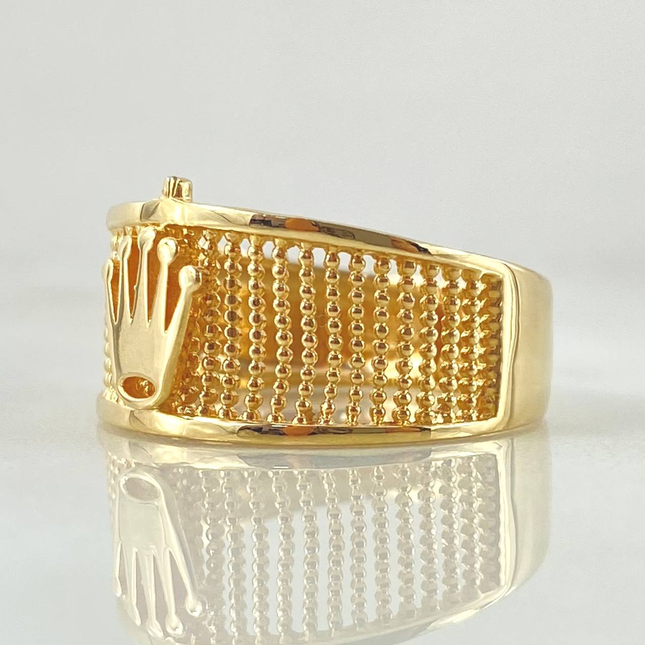 Anillo Punteado Corona 3.55gr / T8 / Oro Amarillo 18K