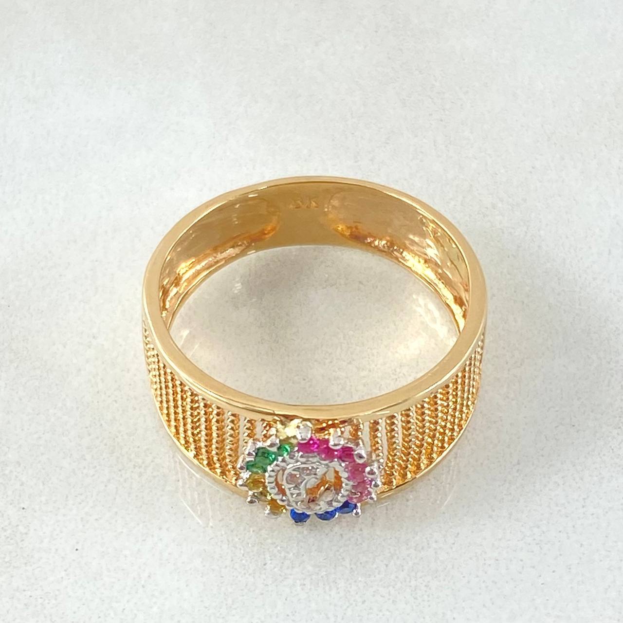 Anillo Punteado Virgen Maria 4.15gr / T8 1/2 / Dos Oros Amarillo Blanco 18K