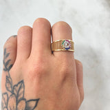 Anillo Punteado Virgen Maria 4.15gr / T8 1/2 / Dos Oros Amarillo Blanco 18K