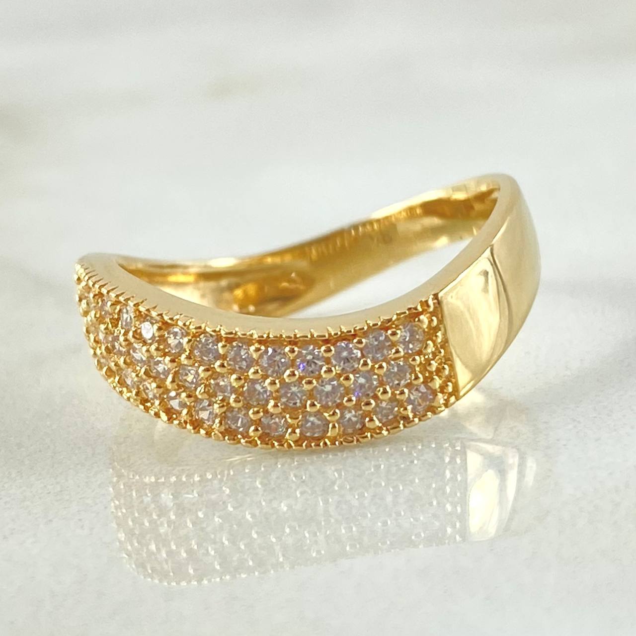 Anillo Ola Doble 3.4gr / T6 1/4 / Oro Amarillo 18K