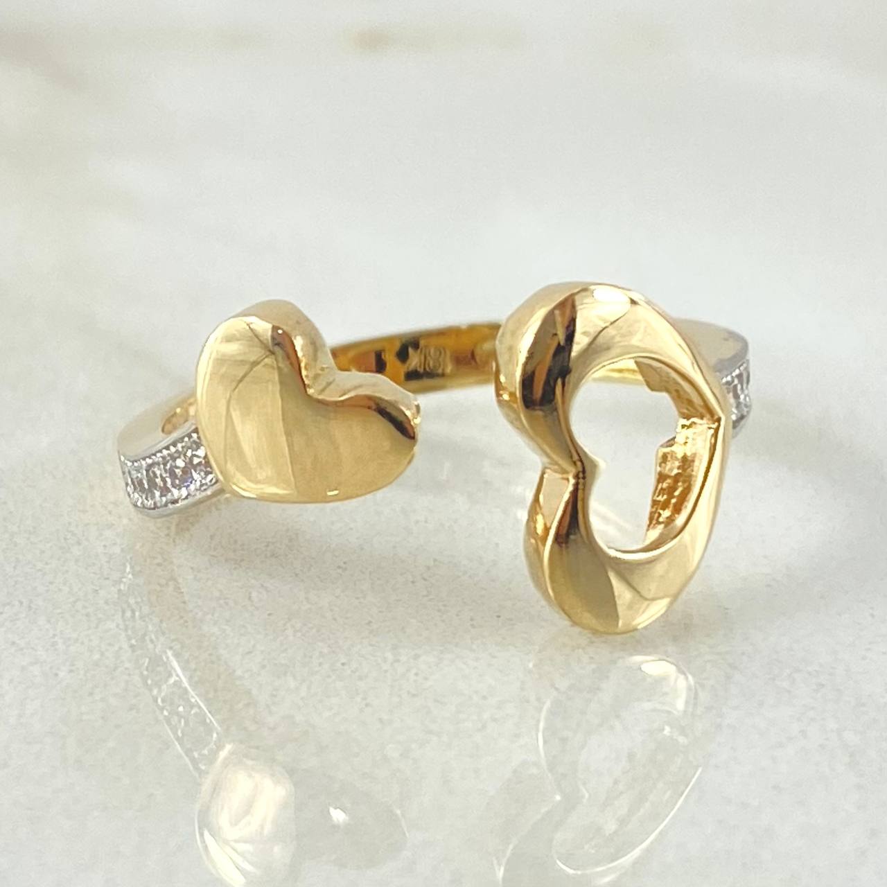 Anillo Doble Corazon 2.2gr / T6 1/4 / Oro Amarillo 18K