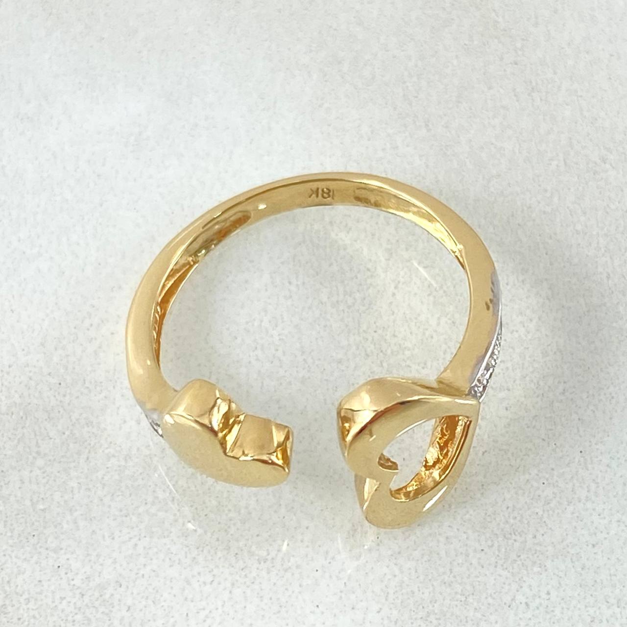 Anillo Doble Corazon 2.2gr / T6 1/4 / Oro Amarillo 18K