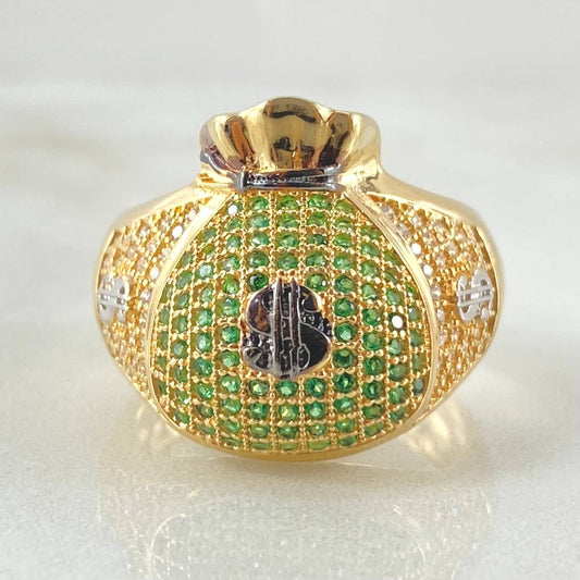 Anillo Bolsa Dinero 9.5gr / T9 / Dos Oros Amarillo Blanco 18K ©