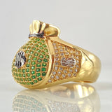 Anillo Bolsa Dinero 9.5gr / T9 / Dos Oros Amarillo Blanco 18K ©