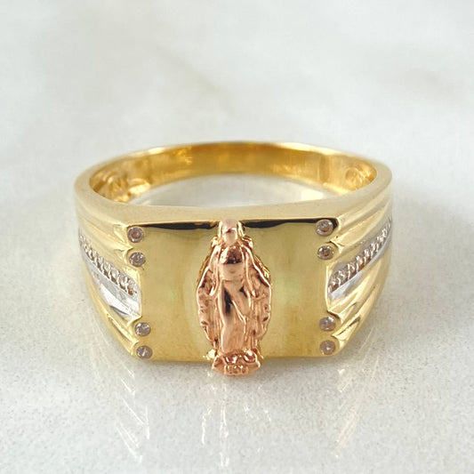 Anillo Virgen Milagrosa 5.4gr / T10 / Dos Oros Amarillo Rosa 18K ©