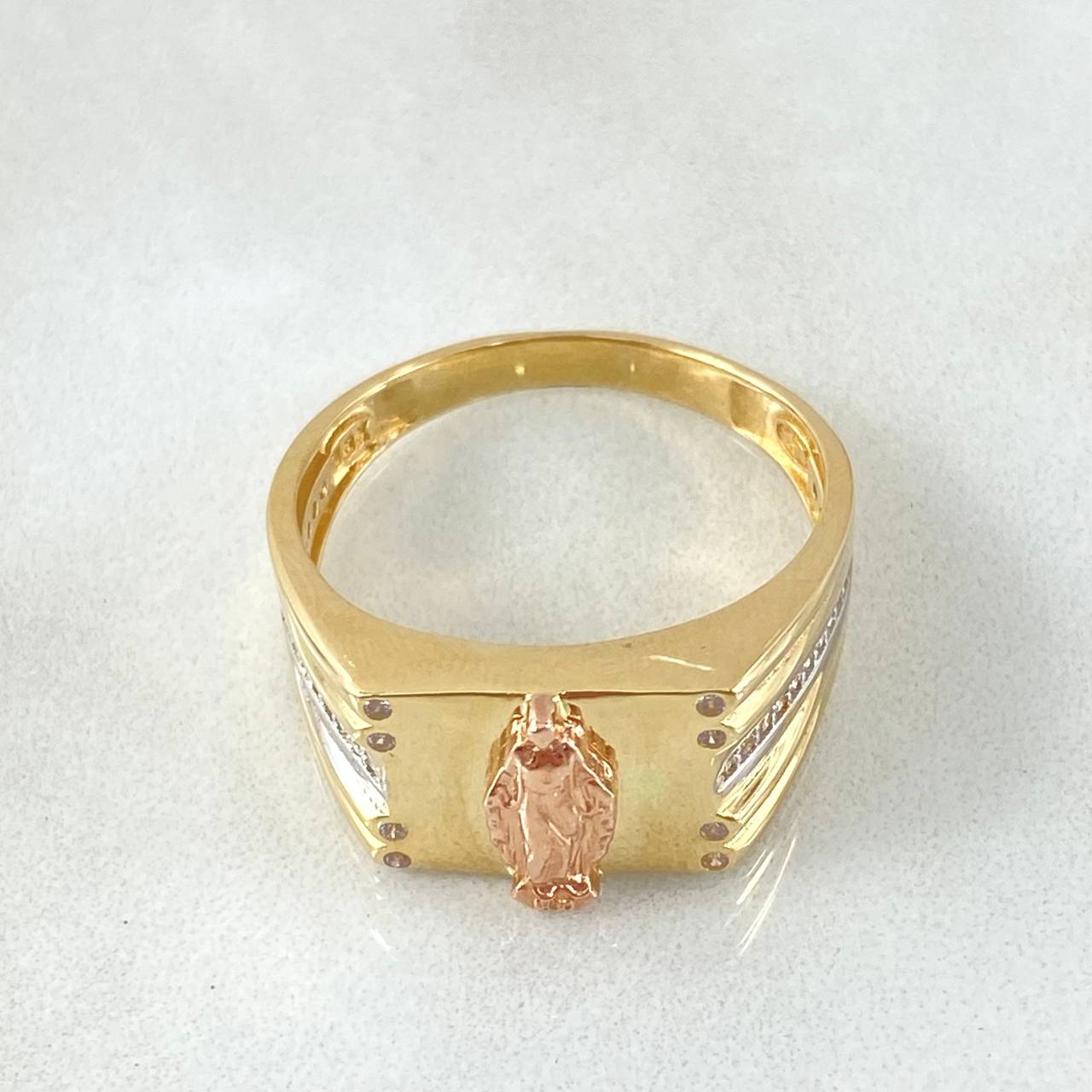 Anillo Virgen Milagrosa 5.4gr / T10 / Dos Oros Amarillo Rosa 18K ©