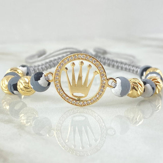 Pulsera Gris Herraje Corona 2.6gr / Oro Amarillo 18K *