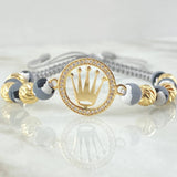 Pulsera Gris Herraje Corona 2.6gr / Oro Amarillo 18K *