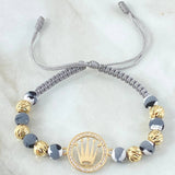 Pulsera Gris Herraje Corona 2.6gr / Oro Amarillo 18K *