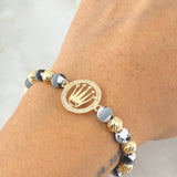 Pulsera Gris Herraje Corona 2.6gr / Oro Amarillo 18K *