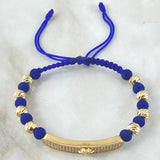 Pulsera Azul Rey Herraje Placa Rectangular Medusa 8.1gr / Oro Amarillo 18K *