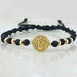 Pulsera Negra Herraje San Benito 1.3gr / Dos Oros Amarillo Rosa 18K ©