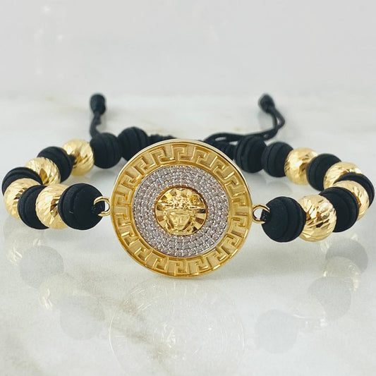 Pulsera Negra Herraje Medusa Tribal 8.8gr / Oro Amarillo 18K ©