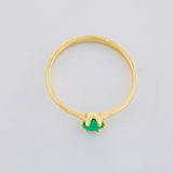Anillo Solitario Seis Garra Esmeralda 20pts 1.6g / T7 Oro Amarillo 18K