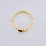 Anillo Flor Rectangular Rubí 10pts Diamante 5pts 1.5g / T6 3/4 Oro Amarillo 18K