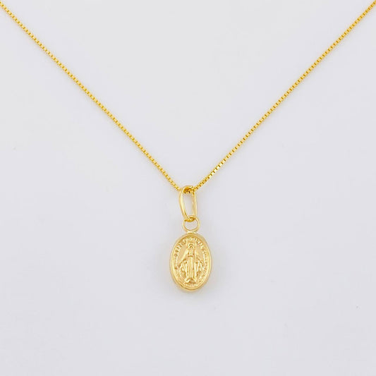 Set Cadena Veneciana + Dije Virgen Milagrosa / 1.35g / 40cm Oro Amarillo 18K