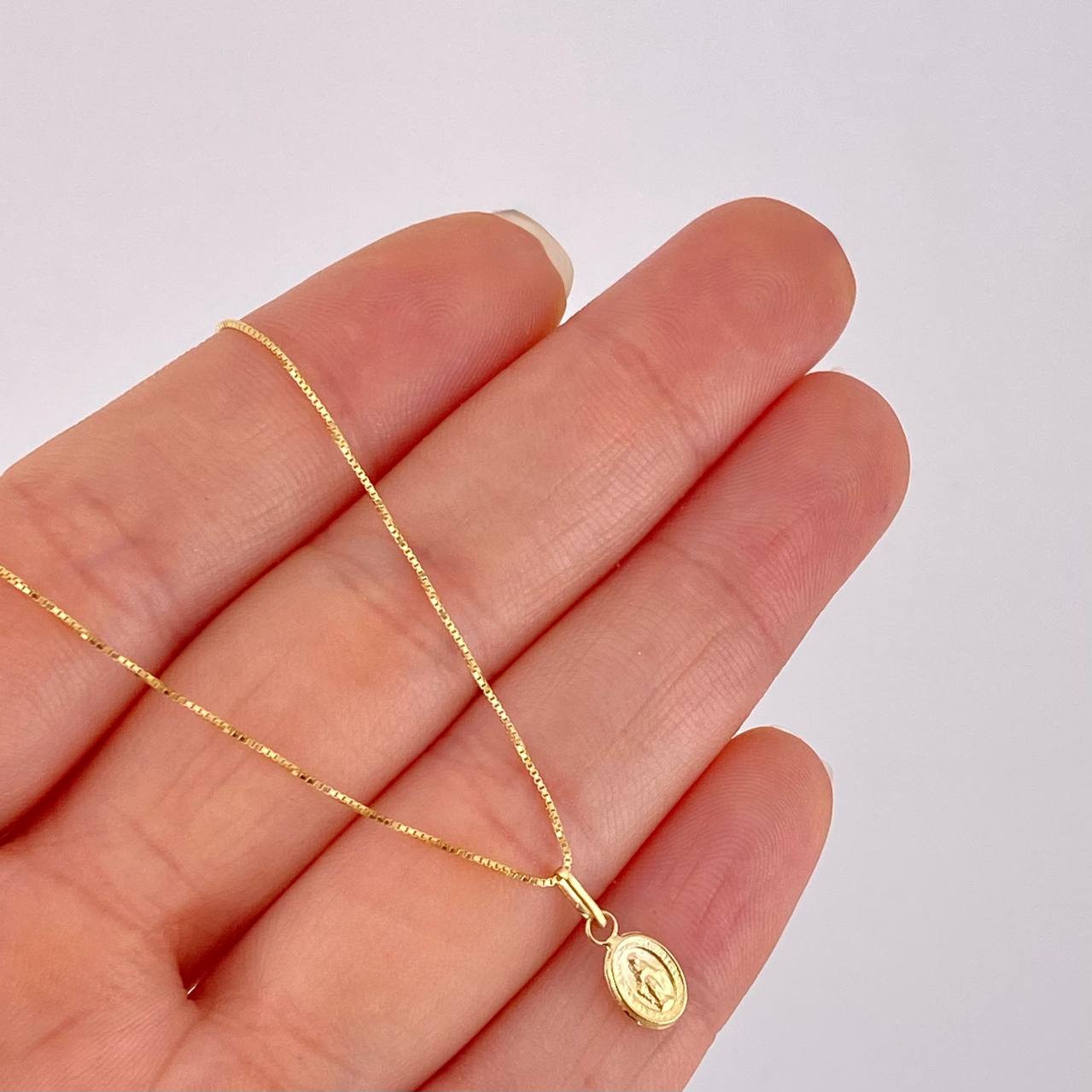 Set Cadena Veneciana + Dije Milagrosa / 1.05g / 40cm Oro Amarillo 18K